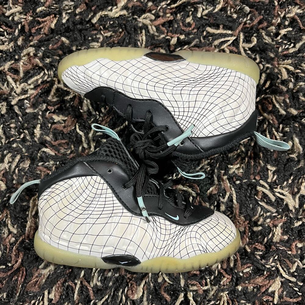 Nike Little Posite One Warped GS Glacier Ice Platinum Tint Grid CW1595 005 Sz 7c